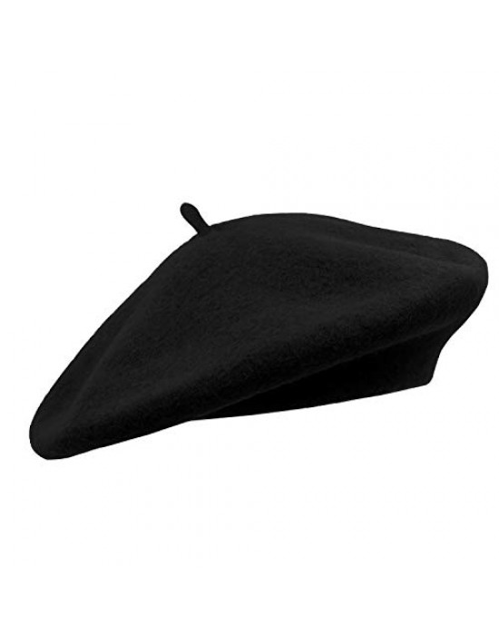 Unisex Pure wool Basque beret cap black